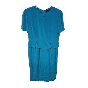 Vintage 100% Silk Womens Dress Size 6 Office Event Mature Luxury Midi M.X.I.